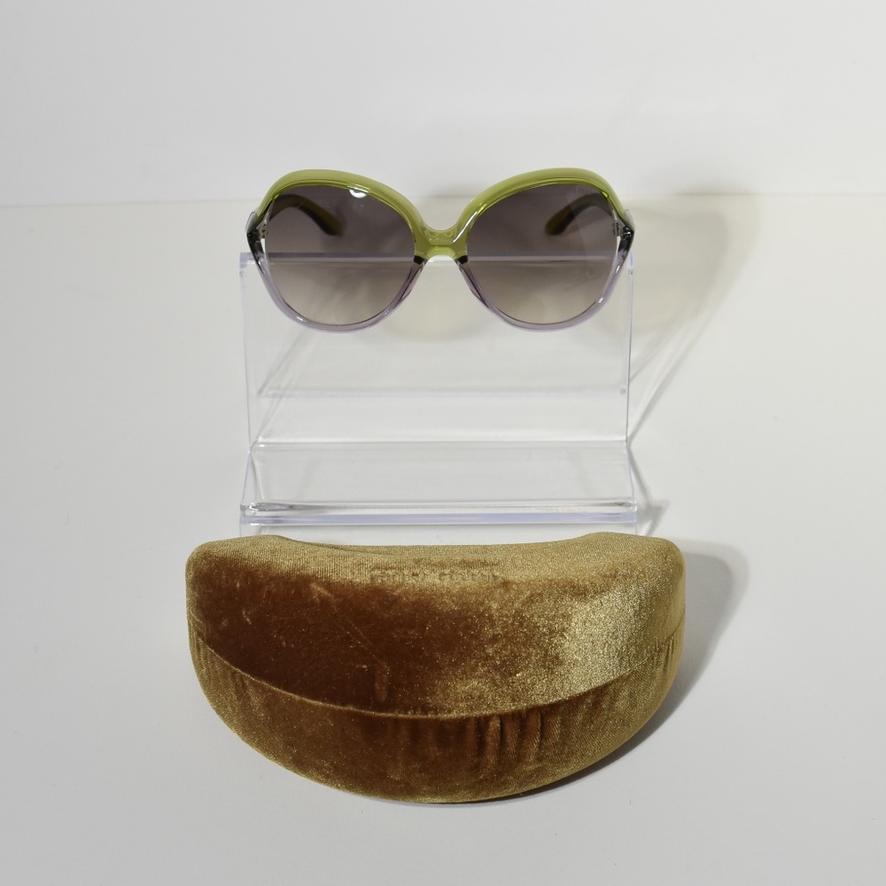 Miu Miu Sunglasses Green / Clear Round Frames NWOT - Picture 3 of 6